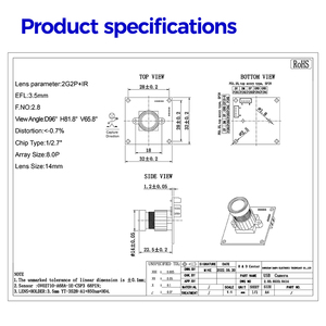 Hampo 003-0533-A Módulo de Cámara Personalizado de Fábrica 2MP 1080P con Enfoque Fijo OV2710 Luksa USB2.0 Plug and Play para Robot - Product Image 4