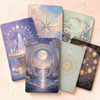 Cartes de Tarot Moon Seers Écologiques Personnalisées 78 Pages, Jeu d'Oracle avec Guide, Impression à Bords Dorés/Argentés, Emballage pour l'Énergie