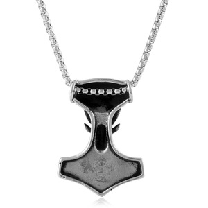 Collar yunnique de acero inoxidable con colgante de antílope y martillo de Thor para hombre, estilo punk, joyería de moda con signo del zodiaco animal, cadena de 3.0*60cm - Product Image 3