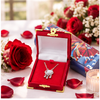 Boîte à bijoux en nylon floqué de haute qualité avec bouton floral à coins dorés, personnalisable pour promotion et export – Meilleures ventes