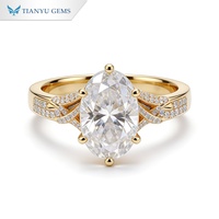 Bague en moissanite ovale taille brillant 5 carats Tianyu Gems, en or jaune 10k 14k 18k, alliances de mariage et bagues de fiançailles personnalisées pour femmes