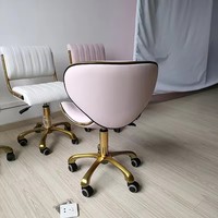 Vente en gros Chaise de salon de manucure beauté moderne pas cher rose qualité supérieure Pieds dorés Tabouret de pédicure à vendre