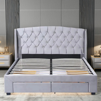 Cadre de lit double complet avec rangement Lit double rembourré Lit plate-forme pour appartement Chambre à coucher d'hôtel