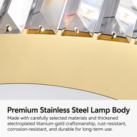Plafonnier LED moderne de luxe 3 CCT en cristal, luminaire en acier inoxydable à montage en surface pour salon, chambre à coucher, décoration intérieure
