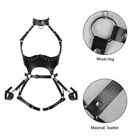 SM Toys Harnais corporel punk avec sangle réglable, ceinture de taille, collier ras-du-cou et détail menottes, pour BDSM, Cosplay, Festival, Halloween, Fête