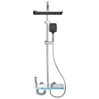 Ensemble de douche LED chromé 4 fonctions avec mitigeur chaud/froid, pommeau de douche pluie, douchette à main et pulvérisateur de bidet mural - Vente en gros usine