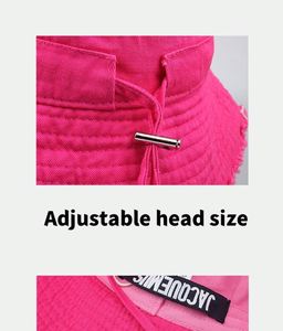 2025 Women's Spring Summer Water Wash Big Eaves Vacation Bucket Hats Fur <b>Edge</b> Hanging Rope Sun Protection Bucket Hats - Product Image 2