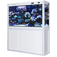 Aquarium avec pompes à eau, filtre supérieur, meuble de rangement en verre, éclairage LED, cascade silencieuse, salon
