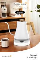 Garder le temps chaud préréglé Mini col de cygne Smart bouilloire électrique thé café 1700ml Wifi Tuya Alexa contrôleur de température vocale