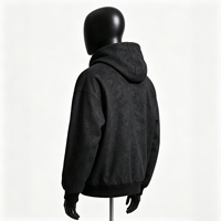 Blouson bomber oversize en similicuir noir pour homme avec fermeture éclair, capuche, poignets et ourlet côtelés, motif lettres et logo frontal – Style streetwear hiver