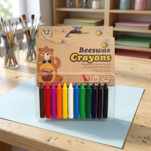 Beeswax Crayons 12 Colors Non Toxic Wax Crayon Set for Kids Art Drawing - Product Image 3