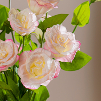 Bunga Lisianthus Buatan 3 Tangkai 27.6 inci, Dapat Disesuaikan, untuk Buket Pengantin
