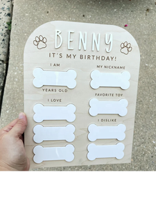 Señal de cumpleaños de perro personalizada, señal de adopción de cachorro, cumpleaños de Mascota, señal de borrado en seco reutilizable, recuerdo conmemorativo de Mascota - Product Image 6