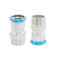 Raccord de pression pour tuyau d'eau en acier inoxydable à paroi mince Xinhaitai 304 316, filetage externe direct, filetage externe droit