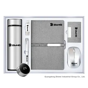 high-end amazing customized logo annual meeting flask pen notebook USB mouse 6 in 1 promotional gifts