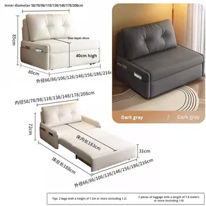 Canapé-lit <span class=keywords><strong>paresseux</strong></span> pour la maison, petit appartement, salon, balcon, mobile, multifonctionnel, extensible, pliable, lit de sieste intégré, unisexe - Product Image 5