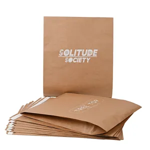 Sac en papier Kraft imprimé personnalisé T-shirt sac d'expédition en papier pour vêtements avec bande adhésive et bande de déchirure