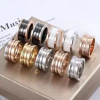 Men's and women's 18K Gold / Rose Gold Diamond Ring Titanium Steel Ring Black and white ceramic ring luxury jewelry wholesale