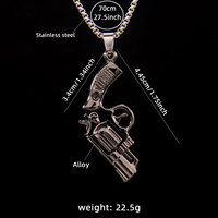 Hip Hop Revolver Pendentif Collier En Acier Inoxydable Avant-garde Mode Collier Hommes Militaire Fan Main Modèle Pistolet Collier