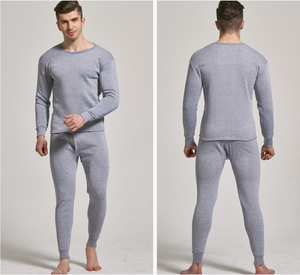 Autunno e inverno <span class=keywords><strong>uomo</strong></span> puro colore biancheria intima termica moda abiti lunghi sottili e girocollo mutandine - Product Image 3