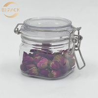 Bocaux carrés en PET transparent avec couvercle à pince et joint intérieur, gamme 200 ml, pour crème contour des yeux, stockage cosmétique, luxe léger, hermétique