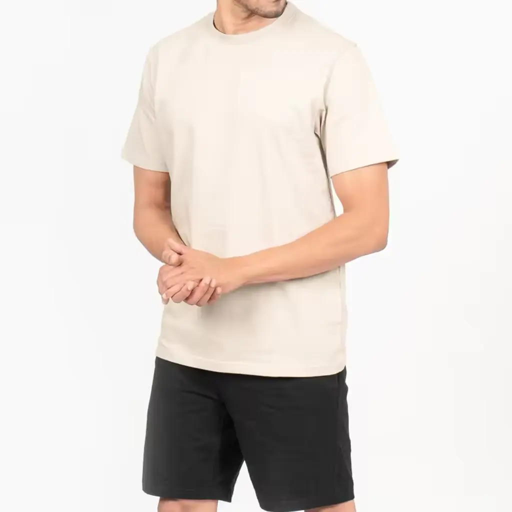 थोक 50% कपास 50% पॉलिएस्टर टी शर्ट अनुकूलित लेबल पुरुषों के लिए ढीली फिट टी-शर्ट प्लस आकार 250 ग्राम गोल गर्दन टी शिट्स