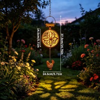 Lampe Solaire Suspendue en Métal, Carillon Éolien Artistique en Fer pour Jardin, Cour, Balcon, Patio, Décoration Ambiante de Fêtes
