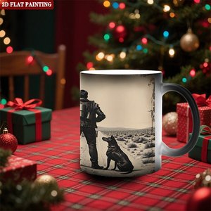 Mug de pique-nique d'extérieur en céramique noir givré 11oz, tasse à changement de couleur activée par la chaleur - Product Image 1