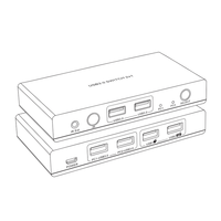 Commutateur USB 3.0 2 entrées 4 sorties Commutateur de partage USB 3.0 Hub de commutateur KVM à distance IR pour souris, clavier, scanner, imprimante
