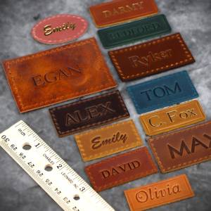 Patchs de chapeau en similicuir personnalisés en gros avec étiquette tissée de logo patchs en cuir pour chapeaux de camionneur tissu vêtements adhésif <span class=keywords><strong>réparation</strong></span> - Product Image 6
