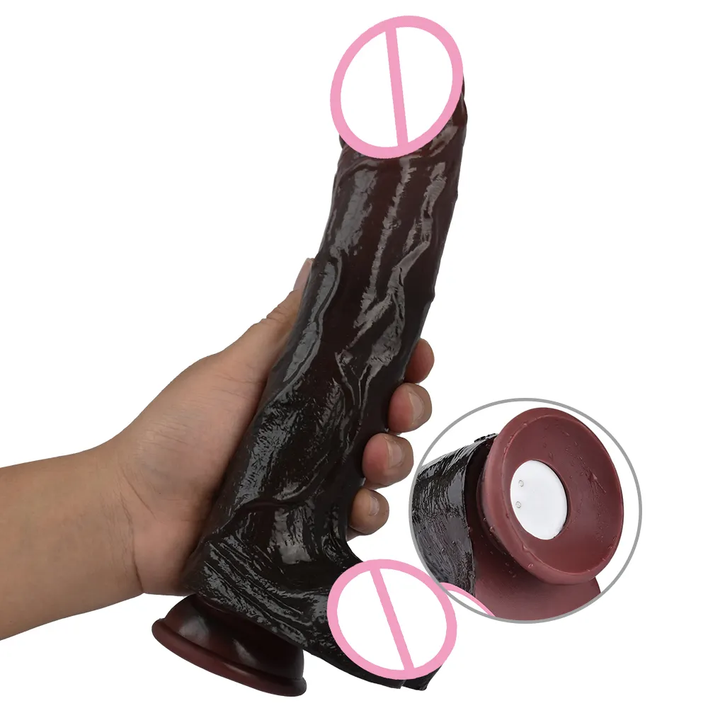 SXXY Realistischer großer schwarzer Dildo 1,5 cm Stretching Vibration Schub für Frauen anal G-Punkt Stimulieren Männer Silikon Dildo Vibrator