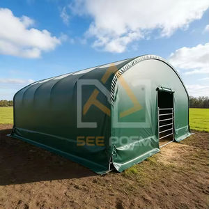 Abri pour bétail en acier de 12*12m, structure en acier, anti-UV, pour bovins, chèvres, abris pour animaux d'élevage, tente en tissu extérieur, bâtiment pour animaux d'élevage, abri de terrain - Product Image 2