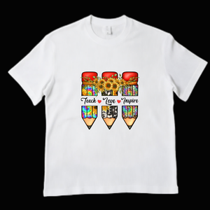 ลายพิมพ์รีดร้อนแบบกำหนดเอง ลาย Teach Love พร้อมกดติดเสื้อยืด - Product Image 5