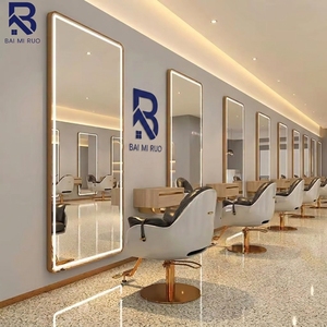 <span class=keywords><strong>Miroir</strong></span> de salon de coiffure intelligent à LED avec cadre doré en forme de D, <span class=keywords><strong>miroir</strong></span> rétroéclairé professionnel, mobilier de salon de coiffure, <span class=keywords><strong>miroir</strong></span> de vanité pleine longueur - Product Image 4