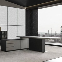 Vente directe d'usine, mobilier de bureau moderne de luxe noir, bureau de direction, table de patron pour bureau, bureau en forme de L, bureau debout