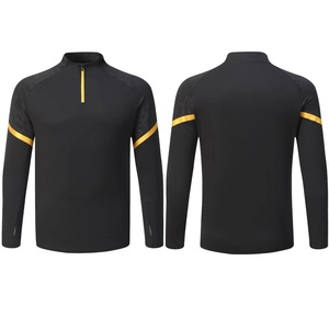 Ensemble de survêtement de football d'hiver à manches longues pour hommes et femmes, en polyester et élasthanne, col rond uni, achat en gros, uniforme de match à demi-zip - Product Image 1