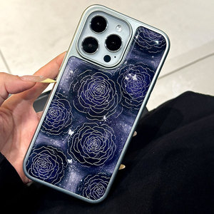 Coque en résine à bords argentés Night Rose pour iPhone 17, coque de téléphone antichoc, protection pour iPhone 16 Pro Max et 15 - Product Image 5