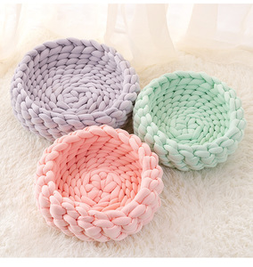Trong Nhà Sang Trọng Ấm Áp Mềm Chống-Trượt Dệt Handmade Pet Mèo Giường Sâu Vòng Crochet Chunky Tổ Bện Mèo Giường - Product Image 3