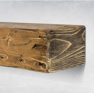 Estante flotante real moderno antiguo rústico largo personalizado para sala de estar, oficina, organizador de chimenea de madera tallada - Product Image 6