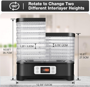 Máquina deshidratadora de alimentos con 5 bandejas apilables, Digital temporizador, Control de temperatura, secador eléctrico desigual para frutas, carnes, golosinas para perros - Product Image 2