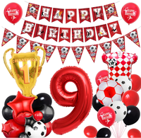 Ballons en latex imprimés avec bannière Joyeux Anniversaire Football, ballons en aluminium 0-9 en forme de maillot et de trophée, cadeau pour les fournitures de fête d'anniversaire des enfants