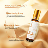 Huile de massage corporelle hydratante au chocolat et au musc, avec logo personnalisé, roll-on, huile parfumée pour le corps, sérum de soin en gros, OEM