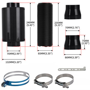Carbon Fiber Intake Air Filter Box 240Mm For <b>Car</b> Upgrade With <b>Clips</b> - Product Image 1