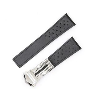 Correa de Reloj de Lujo de 20mm 22mm de Gamuza Negra de Piel Genuina Deportiva con Característica Transpirable y Cierre de Mariposa - Product Image 2