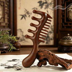<span class=keywords><strong>Pettine</strong></span> massaggiante a doppia faccia in legno di sandalo dorato per alleviare lo stress, con punti di agopuntura Gua Sha per il meridiano, bestseller 2026 - Product Image 1