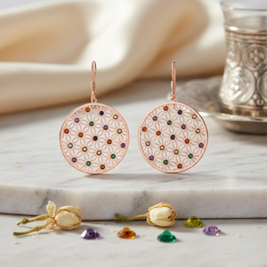 Forme ronde fleur motif coloré CZ pierre crochet boucles d'oreilles turc en gros à la main 925 bijoux en argent Sterling - Product Image 3