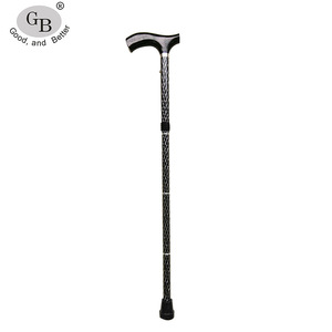 GB Adjustable Aluminum Alloy <b>Walking</b> <b>Stick</b> With Printing Design Outdoor Hiking Cane Rubber Tip Folding Five Position - Product Image 3