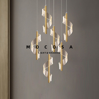 McKas Moderne Minimaliste Nordique Rotation Escalier Pendentif Long Luminaire pour Appartement Duplex Villa Salon Lustre