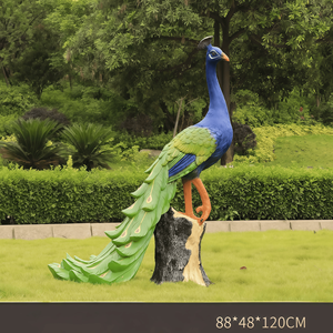 Tuinsimulatie Pauw Fiberglass Sculptuur - Huishoudelijk product Vogelornament voor huisdecoratie - Product Image 6