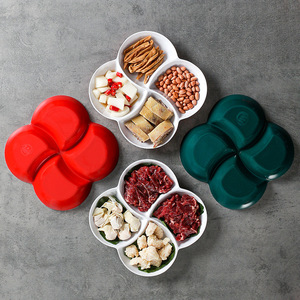 Platos de melamina de cuatro compartimentos, forma irregular, color sólido, para servir bocadillos en fiestas, divisor de frutos secos y nueces - Product Image 2
